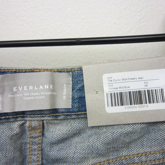New Everlane The Curvy 90s Cheeky Straight Jean Sz 28x29 Blue 100% Organic Ctton - Picture 14 of 15